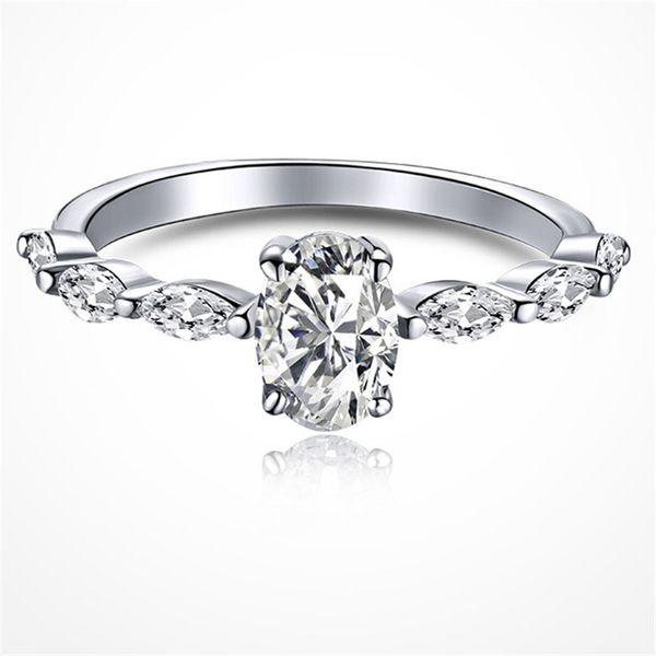 

classic fine designer ring 925 sterling wedding rings princess cut oval white 5a cubic zirconia full cz diamond for women luxury engagement, Slivery;golden