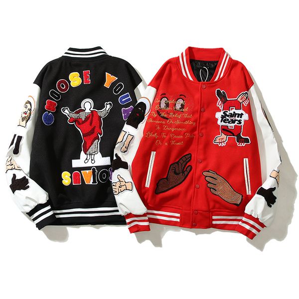 

hip hop jacket men heavy embroidery coats men's thick baseball outwear autumn winter, Black;brown