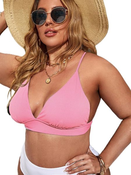

plus crisscross tie back bikini t26h#, Black