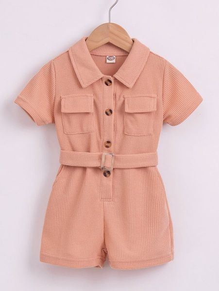 

toddler girls flap pocket belted romper she, Blue