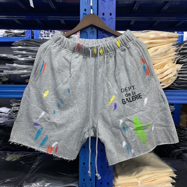 

real pics hand-painted printed cotton shorts