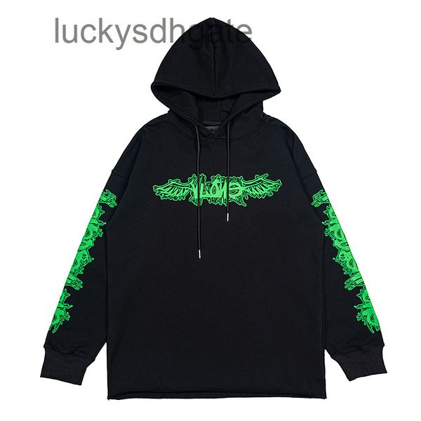 

brand designer v lone hoodie sweatshirts coats autumn winter fashion fast graffiti wings large print men's women's hooded terry sw, Black
