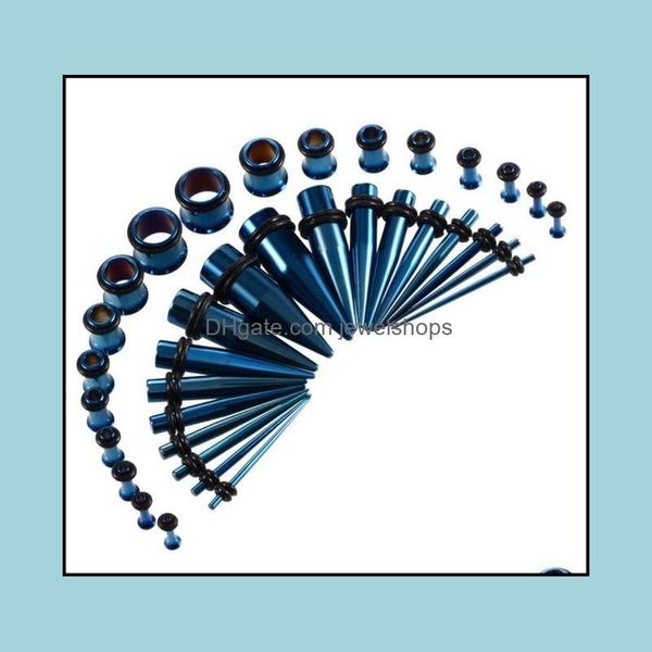 

plugs tunnels body jewelry wholesale 36p stainless steel ear gauges and stretching kits flesh tunnel expansion piercing drop delivery 2021, Silver