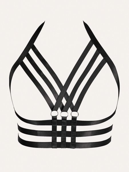

plus o-ring crisscross harness bra h1wb#, Black;white