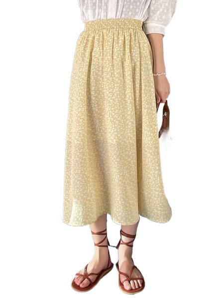 

dazy ditsy floral high waist skirt j4x3#, Black