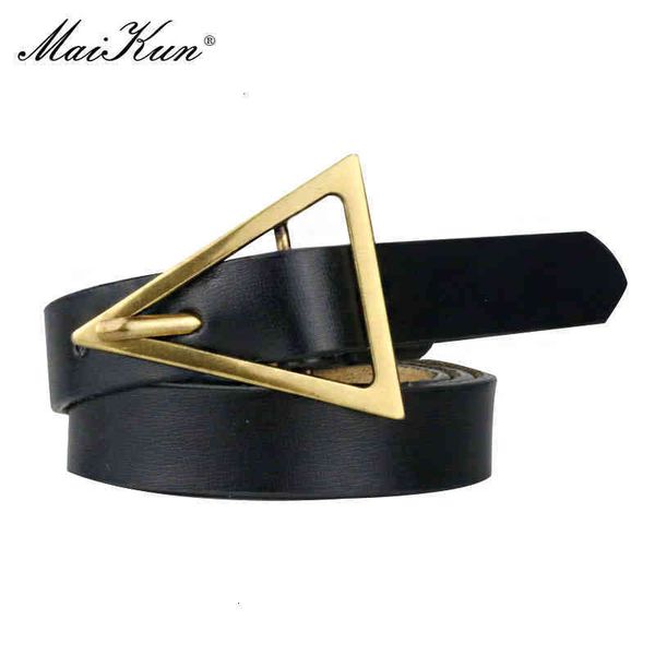 

maikun belts genuine leather thin belt vintage triangle buckle net red women's trousers fashion all-match decorative waistband, Black;brown