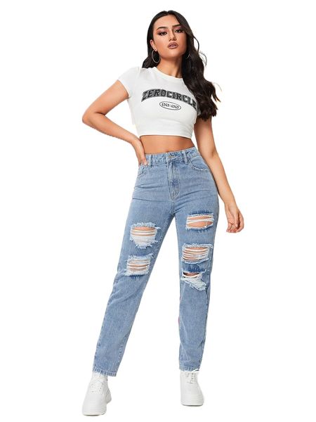 

ripped mom fit jeans p5zg#, Blue