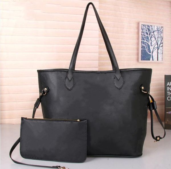 

women shoulder bags boston bag handbag neverbagfull 2pcs set composite package totes embossing handbags clutch purse leather hobo bag wallet