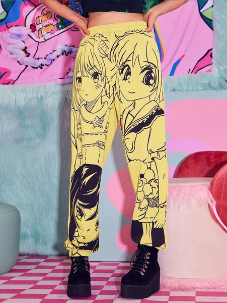 

romwe figure print sweatpants z41g#, Black;white