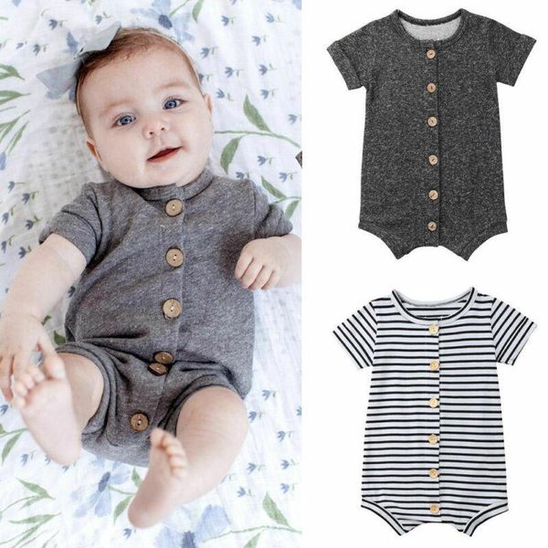 Pagliaccetti 0-24M Born Baby Boys Body estivi Tutina con stampa a righe bianche nere per ragazze Tute prendisolePagliaccetti