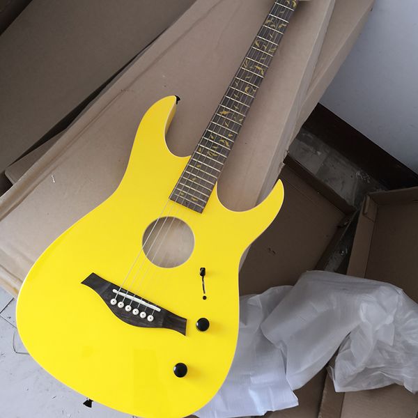 

6 strings yellow semi hollow electric guitar with rosewood fretboard