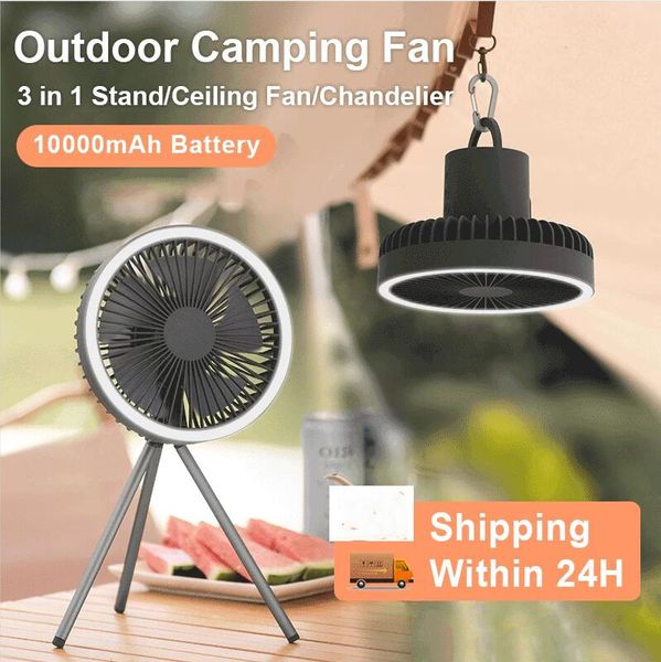 El Araçları Çok Fonksiyonlu Ev Aletleri USB Ücretli Masa Tipod Stand Hava Soğutma Fanı Gece Işığı Açık Kamp Tavan Fanı