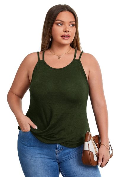 

plus asymmetrical hem cami a6n6#, Black