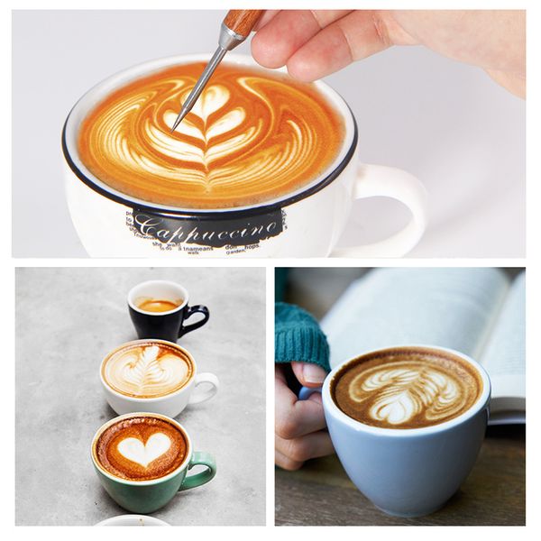 Edelstahl Latte Pull Flower Nadel Professionelle Barista Kaffee Latte Cappuccino Espresso Dekorieren Stift Cafe Coffeeware