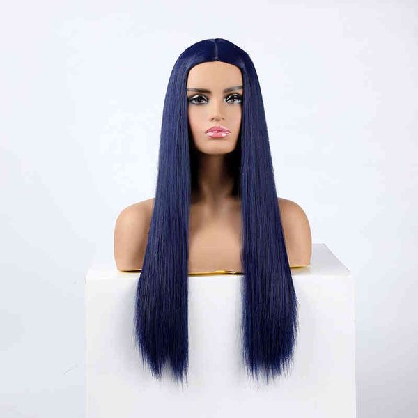 w Parrucca cosplay lunga sintetica per capelli blu scuro alla moda da donna, nuova marina, resistente al calore per le donne 220622