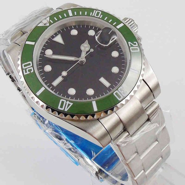 

uxury watch date gmt olex 40mm black sterile dial sapphire glass bracelet green ceramic bezel nh35a miyota 8215 automatic movement men', Slivery;brown
