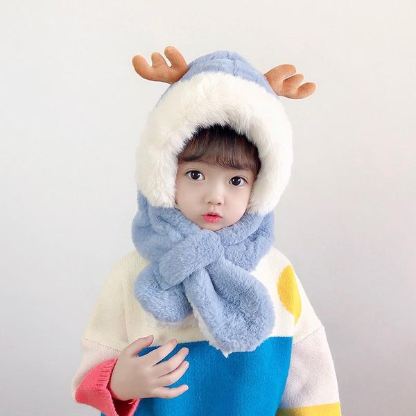 Berretti Caldo Peluche Simpatico Cartone Animato Elk Antlers Bambini Cappello Bonnet Orecchio Pelliccia Sintetica Ragazze Sciarpa Inverno Bambini Cappelli Sciarpe Berretti Berretti