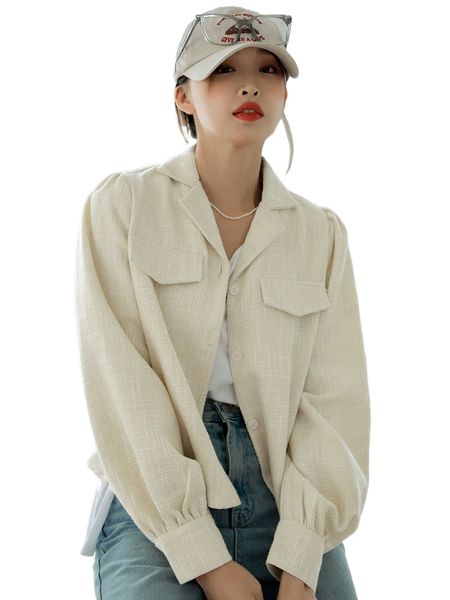 

dazy lapel collar flap detail lantern sleeve coat x4rk#, Black