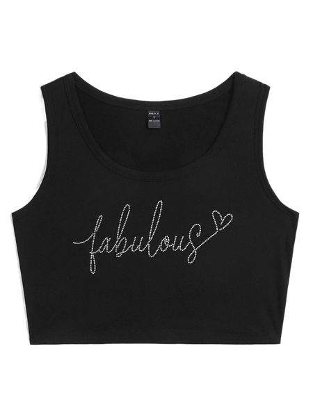 

x janis chow rhinestone letter graphic crop tank m4ym#, White