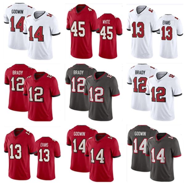 

2022 sell ncaa men 14 chris godwin football wear 12 tom brady 87 rob gronkowski evans devin white stitched jersey, Black