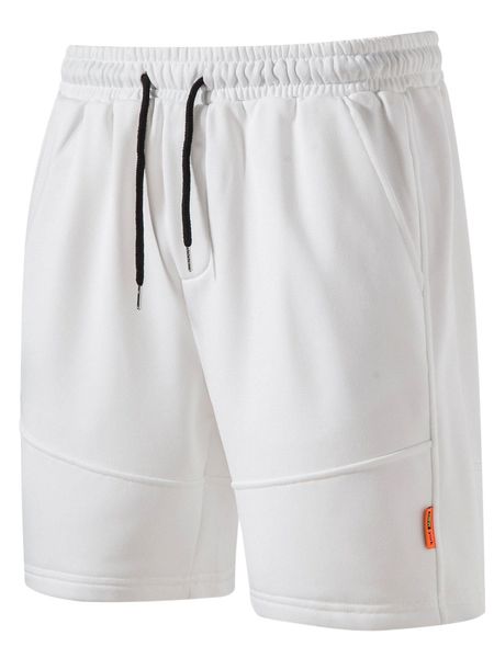 

men letter label detail drawstring waist shorts d0yh#, White;black