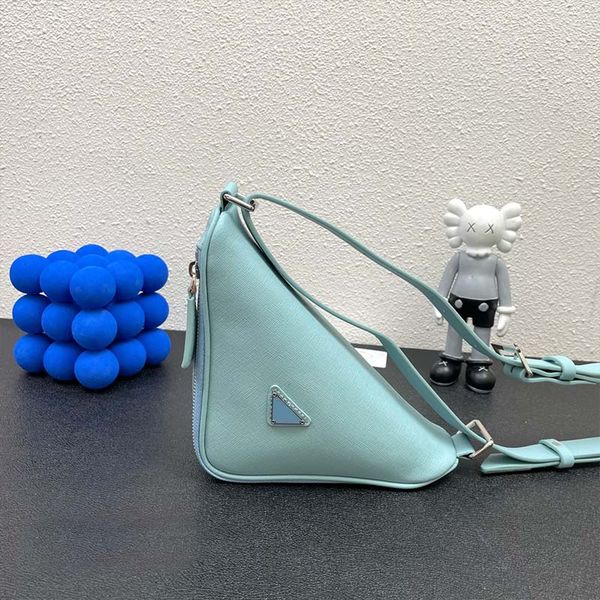 

plain cross body bags small armpit bag fashion shoulder bags genuine leather triangle letter hardware decoration adjustable belt strap zippe