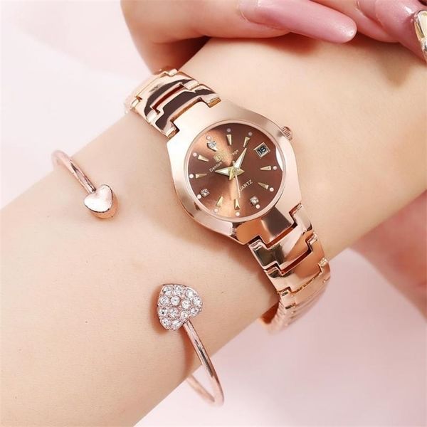 

new women watch waterproof stainless steel quartz wristwatch couple watch calendar luxury gift for women/men 201124, Slivery;brown