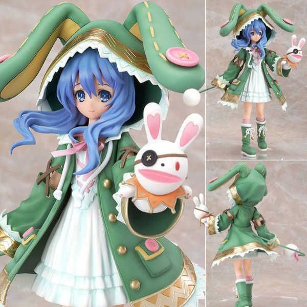 

huiya01 japan anime date a live himekawa yoshino cute rabbit in green cloak hat standing cute girl anime figure figurine kids girl toys q072