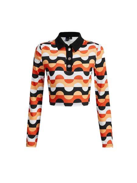 

mod geo print polo neck crop tee l6nq#, White