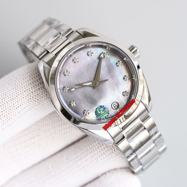 

rwf factory watches 34mm cal.8800 automatic womens watch 220.10.34.20.55.001 mother-of-pearl dial stainless steel bracelet ladies wristwatch, Slivery;brown