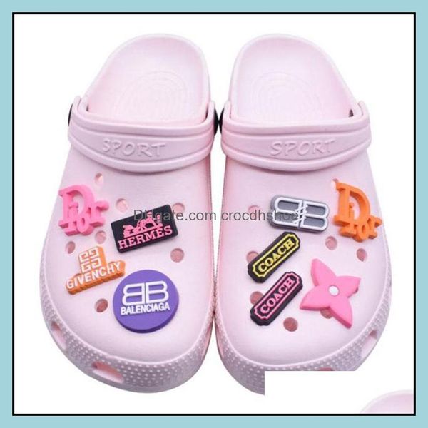 

shoe parts accessories shoes new style pvc croc charms soft rubber clog garden hole shoecharms buckle bracelet wristband oranment gift dro, White;pink