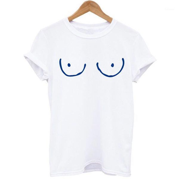 T-shirt da donna T-shirt da donna 2022 Estate Boobs Stampato Casual Tee Manica corta Donna Tees Harajuku Divertente per Mujer