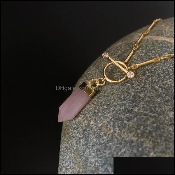 

pendant necklaces pendants jewelry wholesale rose purple quartz neckacenatural healing crystal piont with 17inches gold stick chain nc092, Silver
