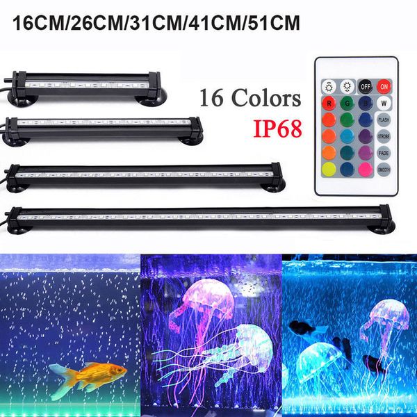 rium Light LED 16 51CM 5050 RGB Telecomando impermeabile Lampada Fish Tank Underwater Sommergibile D30 Y200917