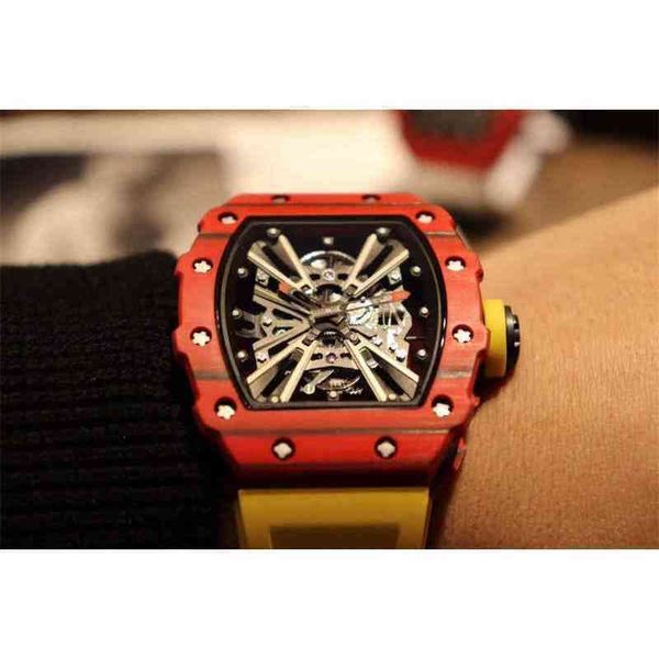 

luxury watch date luxury mens mechanics watch richa wristwatch fully automatic mechanical movement light carbon fiber composite shell natura, Slivery;brown