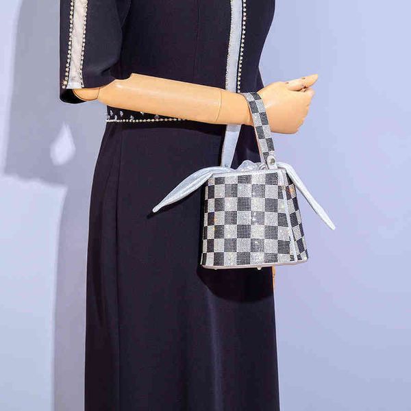 

evening bag dampboard patterns bucket bag women 2022 new fashion designer chain shiny crystal clutch purses and handbags 20220607