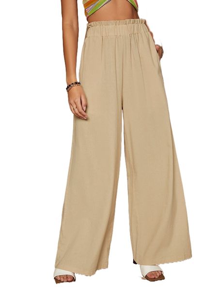 

paperbag waist wide leg pants t6oh#, Black;white