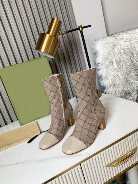 

fashion autumn and winter women's ankle boots 6cm and 1.5cm knitted elastic boots women's interlocking martin boots casual shoes g, Black