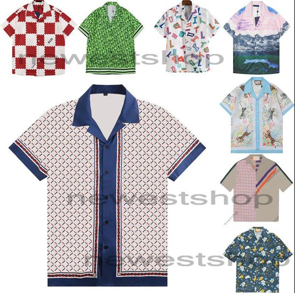 Mix order Mens Casual Shirts Summer Hawaii Floral Letter Print Beach tShirts designers tshirt de luxo Designer Silk Bowling Shirt tshirt feminina t-shirt de algodão