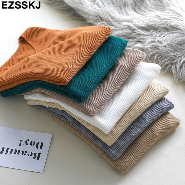 

spring autumn v neck knitted pullover slim basic sweater elastic solid color jumpers female women sweater y200116, White;black
