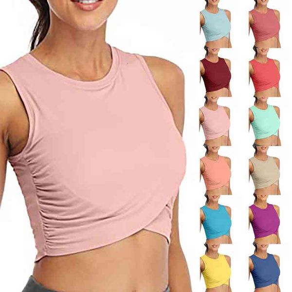 

women's t-shirt yoga clothes 2022 summer pure color sports leisure vest u8oy, White
