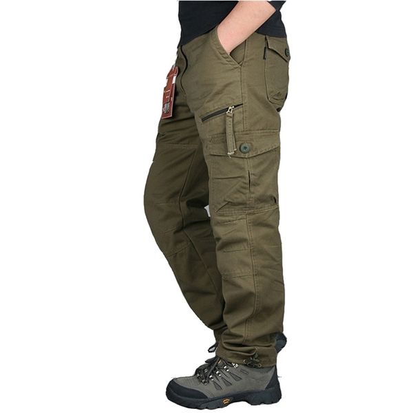 Männer Casual Cargo Hosen Multi-Pocket Taktische Militärische Armee Gerade Lose Hosen Männliche Overalls Zipper Tasche Jahreszeiten 220330