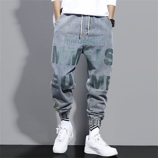 Pantaloni da uomo Cargo Jeans alla caviglia allentati Harlan stile Harajuku Pantaloni casual da uomo elastici in vita Pantaloni hip-hop 220826