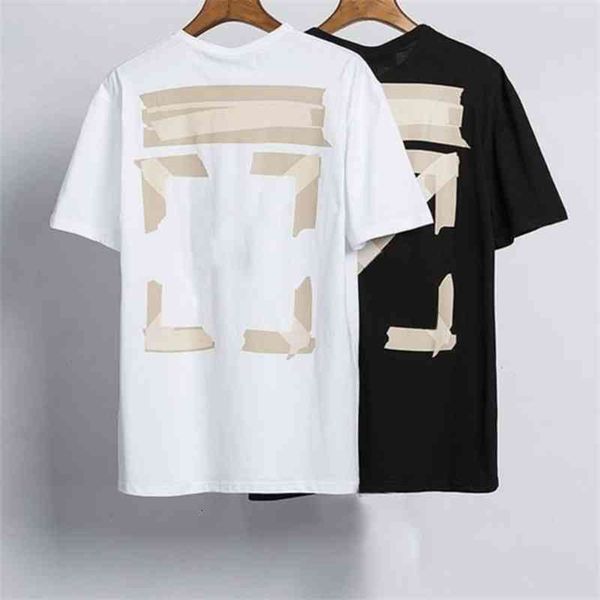 

clothes t shirts fashion classic offs designer mens t brand back adhesive strip arrow t-shirt luxury letter print casual loose clothing wome, White;black