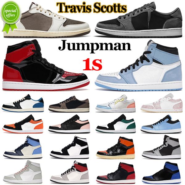 

jumpman 1 mens basketball shoes 1s travis scotts black phantom reverse mocha bred patent university blue unc shadow chicago toe women men
