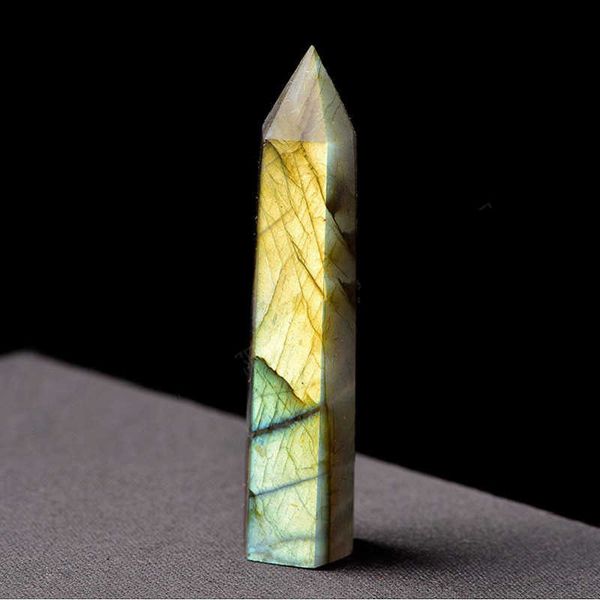 Natural alongado cal moonstone prisma hexagonal pedra áspera arte ornamentos habilidade quartzo pilar mineral cura varinhas reiki raw energyjk56