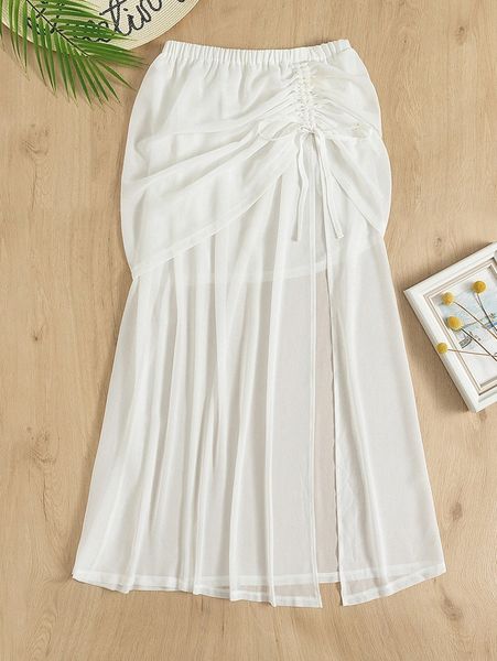 

drawstring split cover up p6lm#, White;black