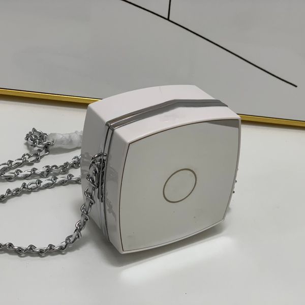 

2022ss f/w france womens mirror power box vanity bags silver metal hardware matelasse chain crossbody shoulder cosmetic case luxury designer