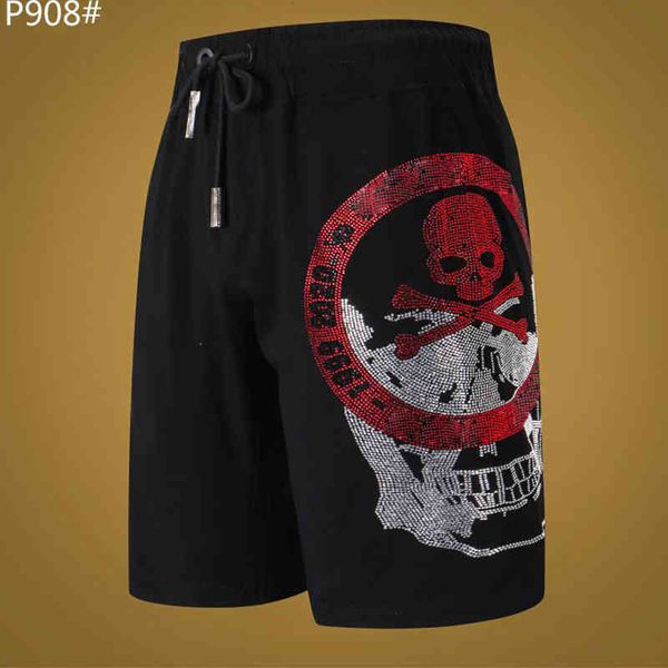 

men's shorts designer beach men crystal skull drawstring relaxed homme lovers black fashion clothes print letters man women summer casu, White;black