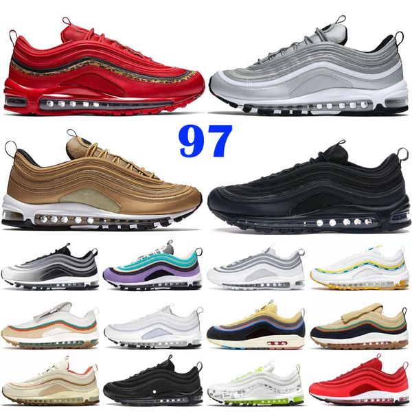 97 Triple Black White Mens Designer Running Shoes Treinadores de Treinadores de Antricite das Mulheres Red Blue OG Sneakers
